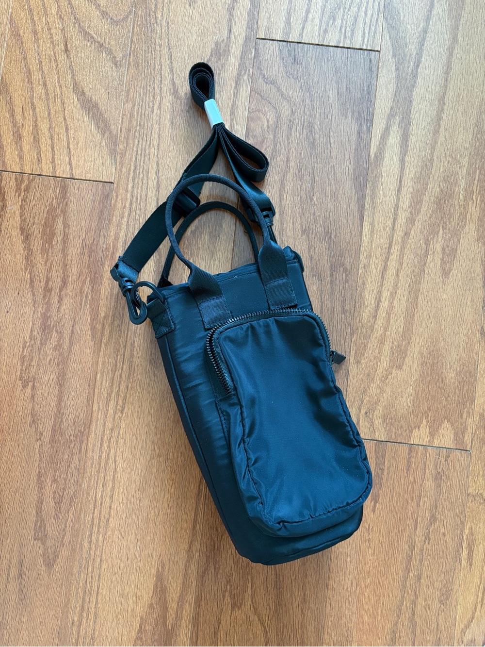 Black Nylon Crossbody Water Bottle Sling